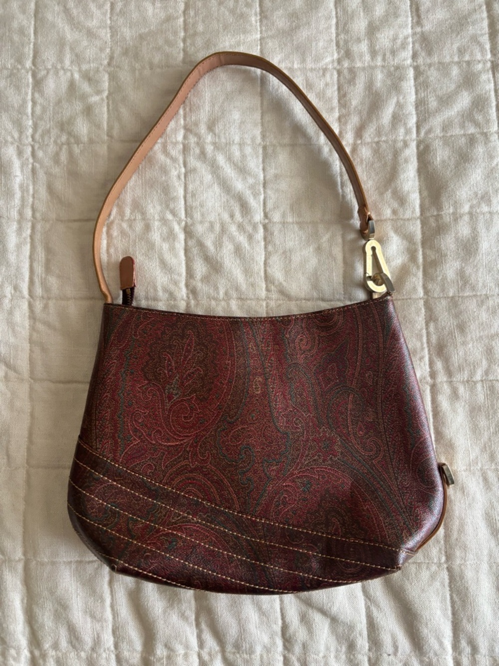 Etro Milano Leather Paisley Shoulder Bag Italy